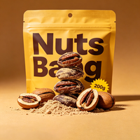 Sachet d'emballage personnalisé biodégradable imprimé de qualité alimentaire à fond plat avec fermeture éclair pour noix de cajou, arachides et autres snacks