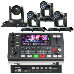 4 Stück VHD20H-4K-NDI 4K 20x Zoom NDI PTZ Konferenzkamera USB/HDMI/LAN POE + PC500 <span class=keywords><strong>Video</strong></span>-Mischer für Live-Streaming Kirche - Product Image 1