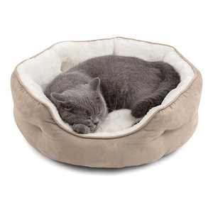 Cama de Lujo para Perros y Gatos, Diseño Nuevo, Talla XL, Cueva para Mascotas de Interior, Lino y Piel Sintética, Duradera, Gruesa, con Funda Extraíble, para Todas las Estaciones - Product Image 1