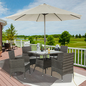 Moderno portatile giardino interno mobili in lega di alluminio Rattan <span class=keywords><strong>tavolo</strong></span> <span class=keywords><strong>da</strong></span> pranzo sedia con struttura in acciaio balcone Patio - Product Image 2