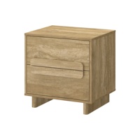 Table de chevet moderne à 2 tiroirs en bois clair naturel avec pieds en bois massif, style mi-siècle, pour chambre et salon