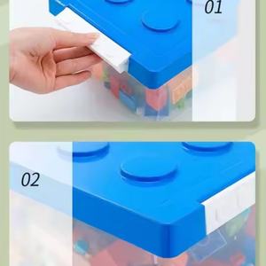 OEM <b>Plastic</b> Bricks <b>Storage</b> <b>Box</b> Children Toy Bricks Organizer <b>Small</b> Size <b>With</b> Pink <b>Lid</b> - Product Image 2