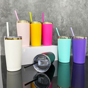 Vaso Térmico de Acero Inoxidable de 20 Oz con Recubrimiento en Polvo, Dorado Espejo por Debajo, Blanco y Negro - Product Image 2