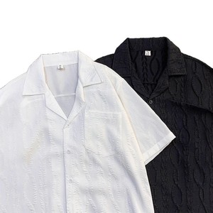 Supporto personalizzazione di un articolo camicia estiva Casual e alla <span class=keywords><strong>moda</strong></span> da <span class=keywords><strong>uomo</strong></span> camicia a maniche corte tinta unita Cool Jacquard alla <span class=keywords><strong>moda</strong></span> - Product Image 5