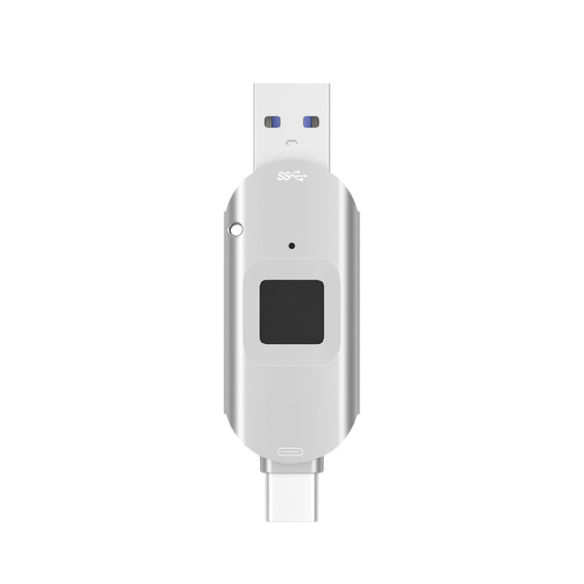 High Speed Fingerprint Encrypted USB 3.0 Flash Drive Dual Type-C OTG Memory Stick Full Disk Encryption for iPhone Android PC Mac