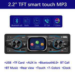 Lecteur MP3 universel 1Din 2,2 pouces avec <span class=keywords><strong>radio</strong></span> USB <span class=keywords><strong>Bluetooth</strong></span>, écran tactile intelligent pour voiture avec émetteur à 7 lumières colorées - Product Image 1