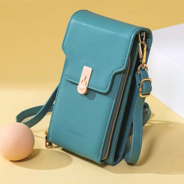 Prettyzys Exquisite Small Mobile Phone Bag With Vertical Shape Sling Bag Solid Color Slim Body Purse
