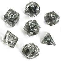 Jeu de dés de jeu en marbre noir avec paillettes nacrées, jeu de dés polyédriques personnalisés pour RPG