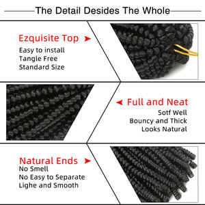 Estensioni per capelli sintetiche ricce pre-looped a 60 fili, 11 colori, per intrecciatura, <span class=keywords><strong>trecce</strong></span> ombre, twist a molla all'uncinetto - Product Image 3