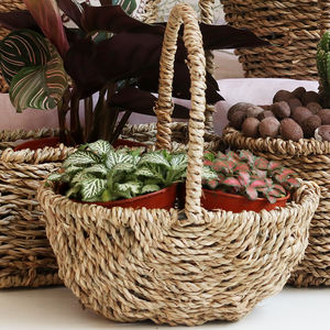 Usine Nouveau Rotin Seagrass Formes Rondes Paniers De Rangement <span class=keywords><strong>Plante</strong></span> Fleur Panier - Product Image 2