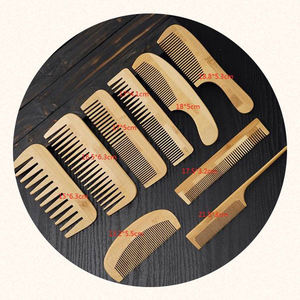 ナチュラル竹木制コームハーフファインとワイド歯の毛デタングラー小さな帯电防止ブラシスタイリング女性 & マンキッズ - Product Image 4