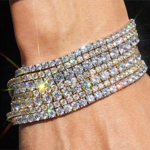 Pulsera de tenis de moda de plata 925 auténtica con moissanita de corte brillante tipo diamante de 2mm, 3mm, 4mm, cadena en oro rodio negro para regalos y fiestas - Product Image 4