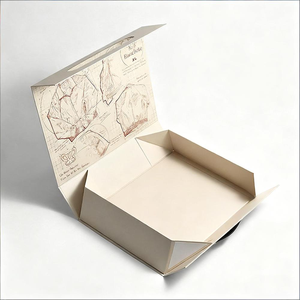 Caja de Regalo de Papel Personalizada de Alta Gama para Ropa con MOQ Bajo, Caja de Regalo Tipo Concha Beige de Lujo con Impresión para Ropa - Product Image 3