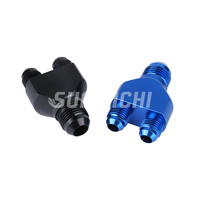 Sumeiji AN8 Fitting Y Block Flare AN6 Fitting Adapter Union Splitter hitam bagian balap