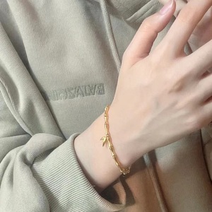 Bamboo Joint <b>Bracelet</b> For Women Zinc Alloy Leaf Charm Jewelry Fashion <b>Beaded</b> <b>Bracelets</b> - Product Image 3