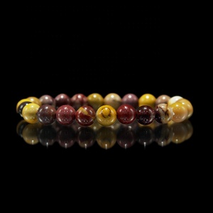 Unisex 8mm Natural Polish Mookaite Jasper Semi-Precious Gemstones Healing Crystal Round Beads <strong>Stretch</strong> <strong>Bracelet</strong> - Product Image 4