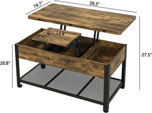 <span class=keywords><strong>Table</strong></span> <span class=keywords><strong>basse</strong></span> multifonctionnelle relevable avec compartiment de rangement dissimulé et <span class=keywords><strong>transformable</strong></span> <span class=keywords><strong>en</strong></span> <span class=keywords><strong>table</strong></span> à manger - Product Image 3
