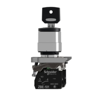 Interruptor de Llave Selector, Harmony XB4, Metal, Negro, 22mm, Llave 455, 3 Posiciones, Retención, 2 NO