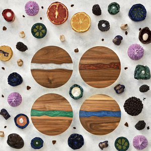 Quantité minimale de commande 2 pièces durable rivière épissé Acacia bois résine 1.5cm d'épaisseur ronde planche à découper bas quantité minimale de commande bloc à découper pour usage domestique cuisine - Product Image 3