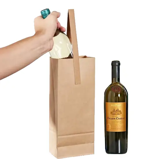 Custom Logo Gift Wine Bags Environmental Degradable Material Made in China Foldable Black Brown Gift Wrapping Wine Bags