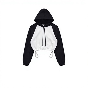 Sweat-shirt court à capuche raglan color block pour femme, manches longues, décontracté, vente en gros, fournisseur d'impression de logo personnalisé 2026 - Product Image 6