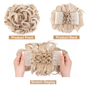 Cheveux synthétiques bouclés pour femme blanche, 40 couleurs, chouchou pour <span class=keywords><strong>mariage</strong></span>, rembourrage, <span class=keywords><strong>chignon</strong></span>, donuts, Offre Spéciale - Product Image 5