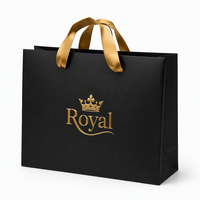 Bolsas de Papel Negro Mate de Lujo con Logotipo Personalizado, Bolsas de Regalo con Asa de Listón para Boutique, Venta al Por Mayor