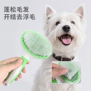 Brosse à poils pour animaux de compagnie verte et blanche en ABS, outil pratique pour le toilettage des chiens et des chats - Product Image 2