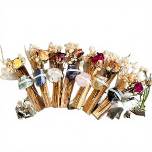 ชุดไม้ปาโลซานโตออร์แกนิกทำมือ พร้อมดอกกุหลาบแห้ง คริสตัลธรรมชาติ (ไม้) สำหรับการทำสมาธิทางจิตวิญญาณ กลิ่นหอมบำบัด - Product Image 4