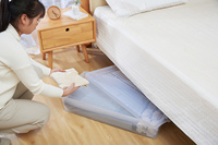 Boîte de rangement plastique transparent à vêtements sous le lit, capacité 34l, avec couvercles, super affaire