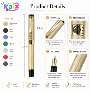 Stylo plume en métal de qualité supérieure KAIX, cartouche remplaçable, plusieurs pointes, stylo plume professionnel pour cadeaux de conférence - Product Image 4
