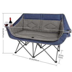 Ghế xếp đôi ngoài trời di động Kejie có đệm ngồi và tay vịn, dùng cho bãi biển, công viên hoặc sân vườn - Product Image 3