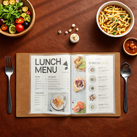 Porte-menu en cuir PU personnalisé A4, style vintage, pour café, bar, restaurant, couverture de menu durable, accessoires pour hôtel et entreprise