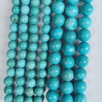 Perles en vrac de pierres précieuses synthétiques turquoise (turquoise) de 4/6/8/10/12 mm pour la fabrication de bijoux DIY, bracelets pour femmes et hommes