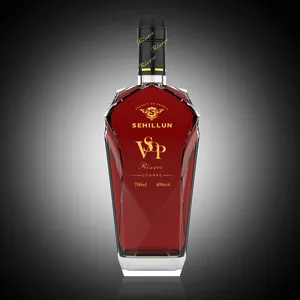 Vente en gros 500ml 700ml design luxe boisson bouteille rhum Tequila brandy whisky liqueur bouteille en verre