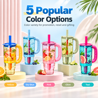 40oz Plastic Tumbler met ingebouwde fruitinfuser, handvat & rietje, aangepaste logo, 1180ml drinkbeker voor groothandel