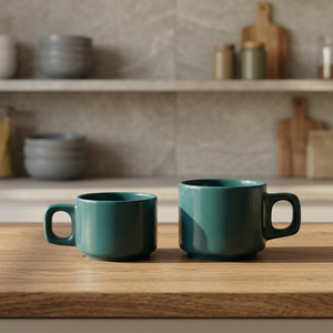 Juego de 2 Tazas de Té de Cerámica Color Verde Azulado, Diseño Moderno con Patrón Sólido, Aptas para Viajes, Resistentes al Calor, Aptas para Lavavajillas, con Caja de Regalo - Product Image 3