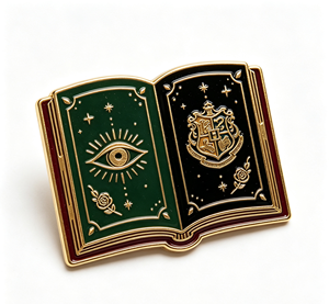 Broche de solapa personalizado de esmalte con diseño de libro de dibujos animados, chapado en oro, insignia de zinc, regalo de recuerdo, accesorio de moda - Product Image 1