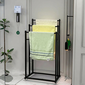 Accessori per il <span class=keywords><strong>Bagno</strong></span>: Portasciugamani a 3 Ripiani in <span class=keywords><strong>Acciaio</strong></span>, Design Moderno per Hotel, Colore Nero - Product Image 4