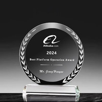 Pujiang usine en gros clair prix plaque vierge verre trophée tasse personnalisé cristal prix plaques pour l'anniversaire de l'employé