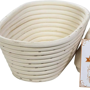 Cestino ovale premium Saint Germain Bakery per lievitazione pane con rivestimento - Brotform per la preparazione di pane bellissimo (10 pollici) - Product Image 1
