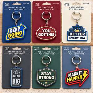Porte-clés 3D en PVC souple avec texte inspirant, porte-clés en caoutchouc pour cadeaux d'entreprise, fabrication OEM ODM - Product Image 2