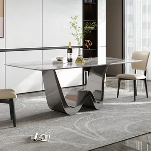 Sampel desain meja marmer perabot ruang makan, Set kursi meja makan mewah dengan desain Modern