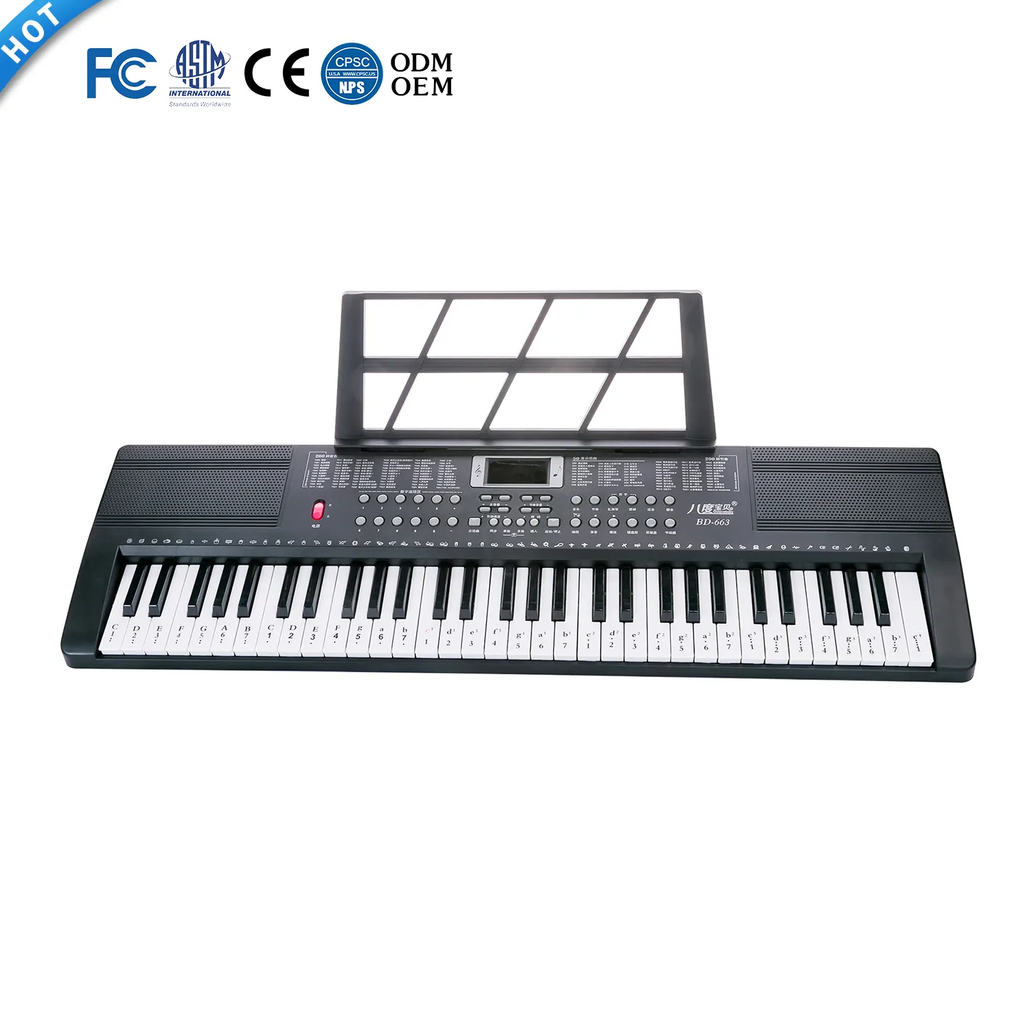 Keyboard Piano Digital 61 Nada Elektronik, Papan Ketik Elektronik Profesional dengan Speaker Stereo Ganda untuk Pemula dan Anak-anak Dewasa