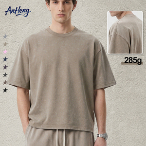 T-shirt ample en coton épais 285g pour homme, style rétro américain, coupe large, effet délavé flocon de neige, vintage, oversize, décontracté, streetwear - Product Image 1