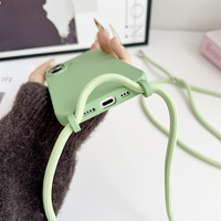 Étui de téléphone de luxe antichoc en silicone souple avec cordon tour de cou pour iPhone 18/17/16/15 Pro Max, couleur unie mate tendance