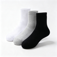 Chaussettes de soutien de la cheville côtelées antibactériennes résistantes aux odeurs pour hommes, respirantes et rembourrées, blanches, 5 paires, 26-28 cm