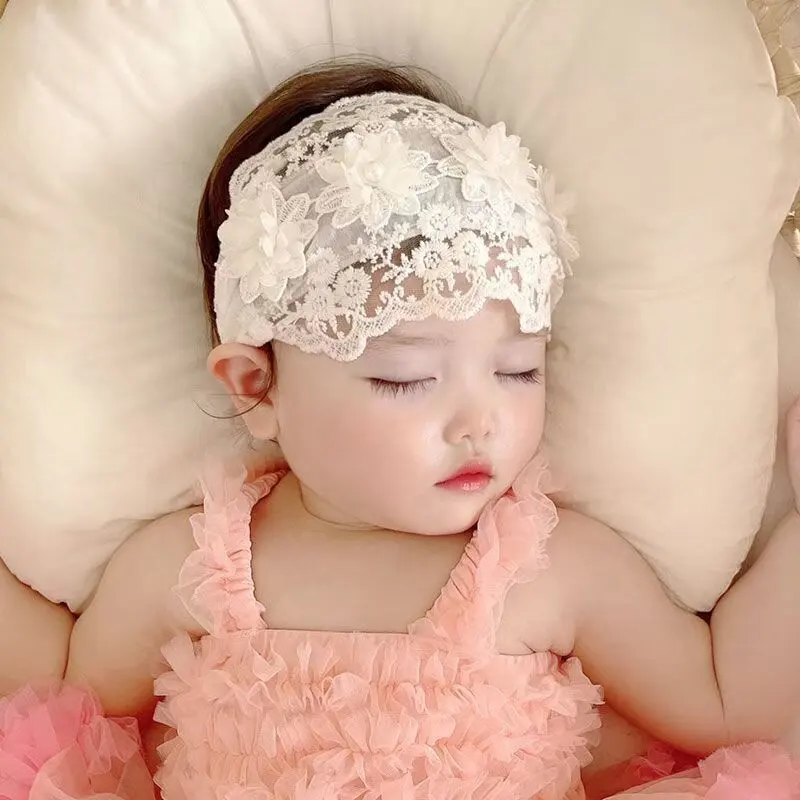 Flower Faerie Styles Lace Flower 4-24 Meses Bebê Recém-nascido Menina Headbands Cabeça Envoltório Acessórios para o Cabelo Para Crianças Crianças Crianças