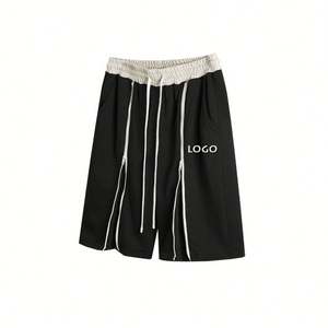 กางเกงขาสั้นผู้ชายแฟชั่นลำลอง ระบายอากาศได้ดี แต่งระบายผ้าขนสัตว์ ตัดสีตัดกัน ทรงหลวม ปรับแต่งได้ พร้อมเชือกผูกเอว - Product Image 6