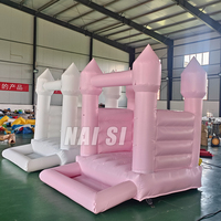 Château gonflable blanc petit et abordable avec fosse à balles, château gonflable pastel pour tout-petits, fête de mariage en intérieur, gonflables